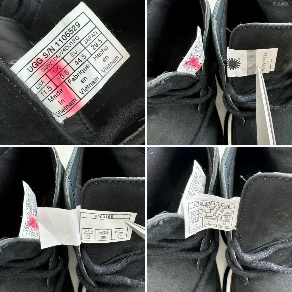 Ugg Groveland Black Leather Lace-Up Chukka Boots Men's Size 11.5
